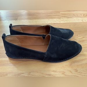 Frye black suede flats size 7.5
